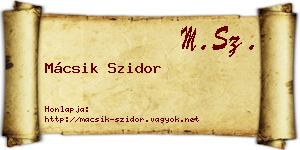 Mácsik Szidor névjegykártya